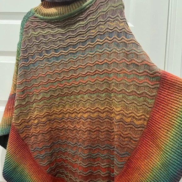 Soft Surroundings Vibrant Wave Turtleneck Sweater/Poncho - Picture 7 of 7